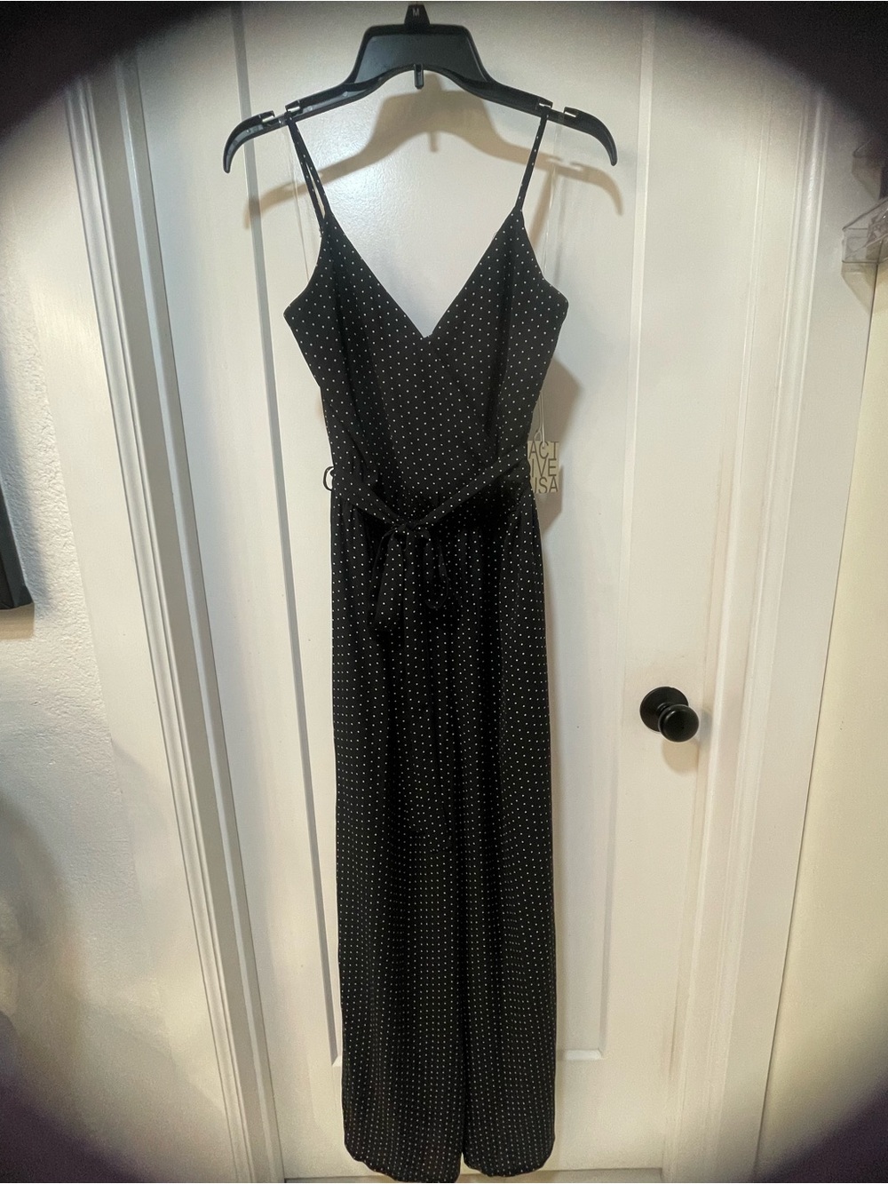 Active USA Jumpsuit BLK Polka Dot Jumper Wide Leg Women's SZ Medium, NEW! Cute!